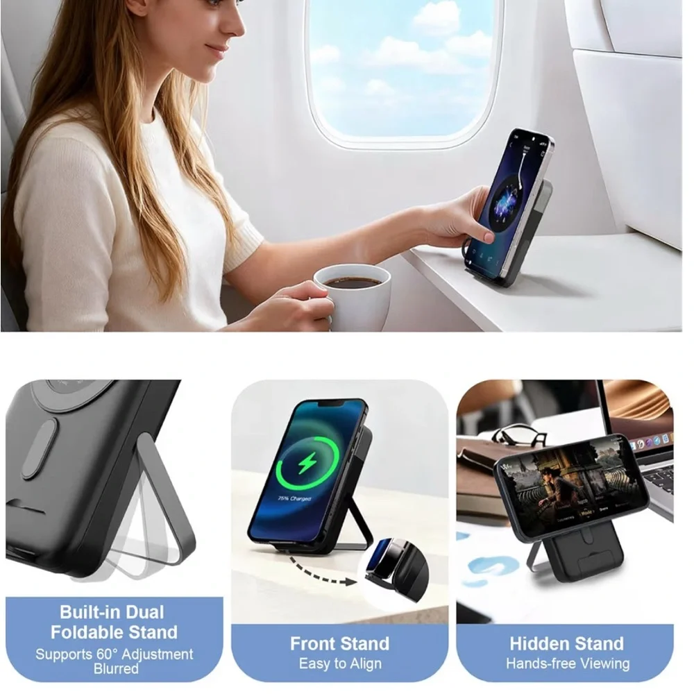Portable Wireless Charger Power Bank in Black